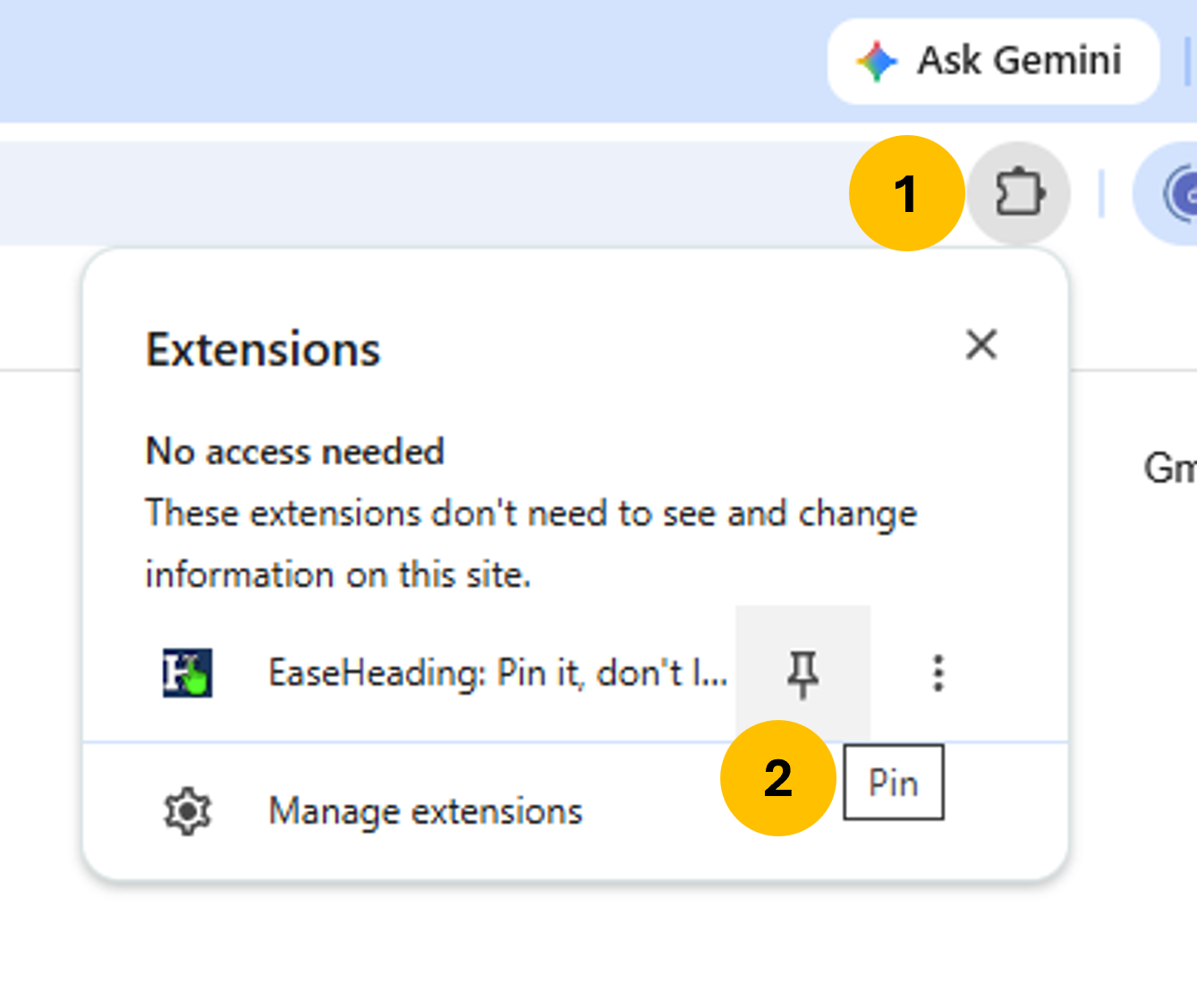 Pinning the extension